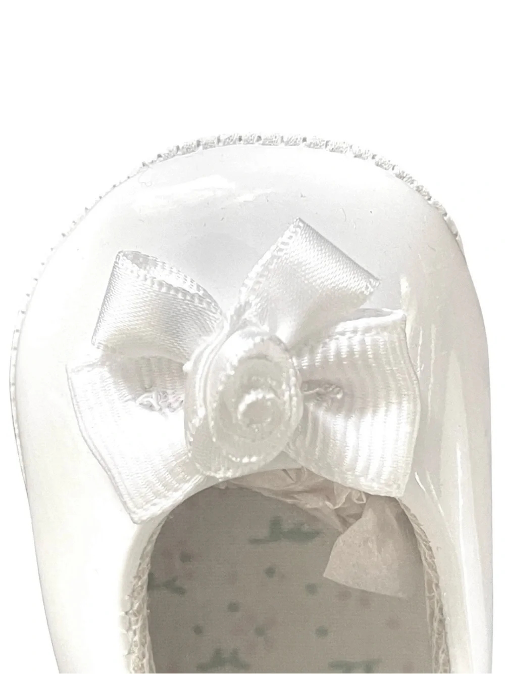 NEW Tiny Steps Mary Jane Style White Patent Leather Rose Accent Baby Shoes Sz 0